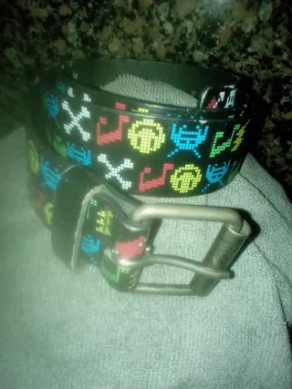 Cinturón cuero negro calaveras retro videojuegos