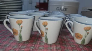 Juego de tazas de porcelana con flores