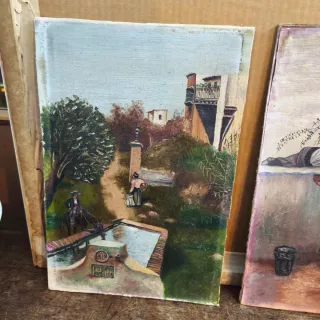 2 Cuadros Pintura Antigua Madera S. XVIII