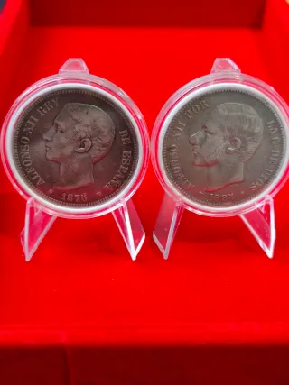 Dos duros Alfonso XII plata 1875 y 1885