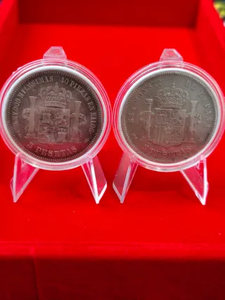 Dos duros Alfonso XII plata 1875 y 1885