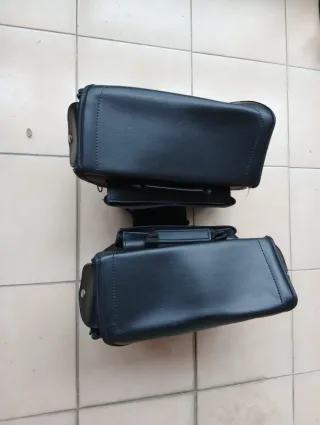 Alforjas Moto Cuero Negro Custom