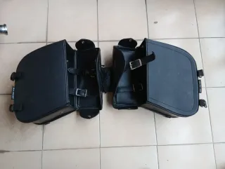 Alforjas Moto Cuero Negro Custom