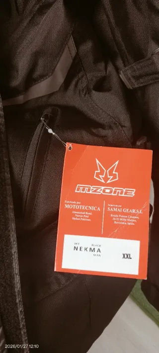 Chaqueta Moto MZone Nekma Negra XXL. Nueva