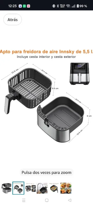 Cestino di ricambio per friggitrice ad aria Innsky 5,5L