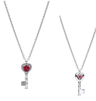 Collar de llave con corazón rojo modelo pandora