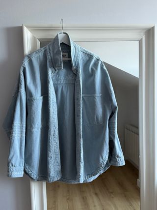 Camisa Zara oversize bordados geométricos L