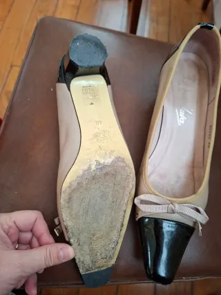 Zapatos piel y charol beige/negro