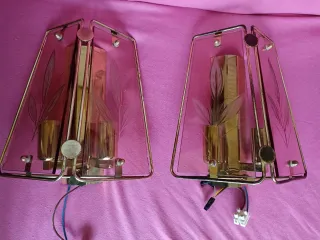 Conjunto 2 Lámparas Pared Cristal Dorado