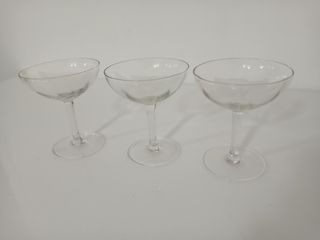Set 3 Bicchieri Coppa da Cocktail in Vetro Vintage