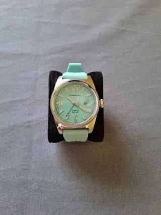 Reloj CRRJU Plata y Turquesa Nuevo