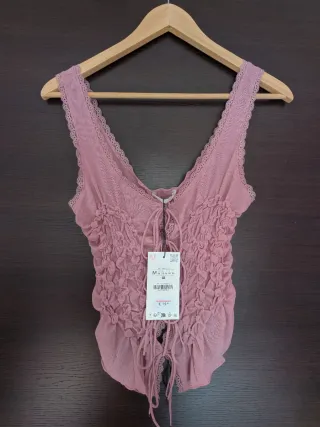 Top rosa Zara lazos talla M