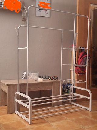 Burro perchero metálico blanco