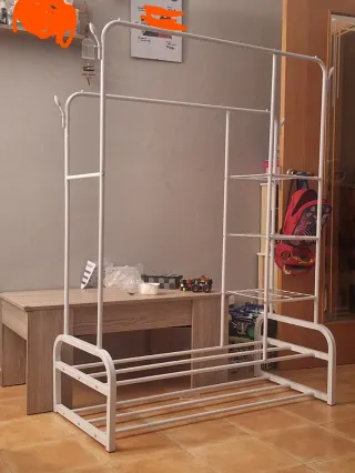 Burro perchero metálico blanco