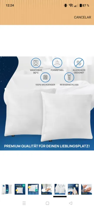 Cojín de cama blanco ( incluye funda )