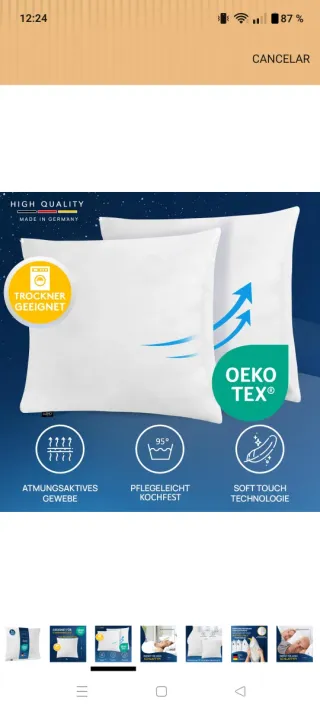 Cojín de cama blanco ( incluye funda )