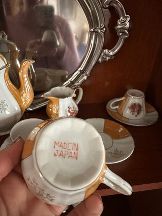 Juego de café porcelana oro y blanco