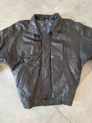 Chaqueta Piel Bomber 90s Aviador Talla L