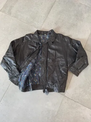 Chaqueta Piel Bomber 90s Aviador Talla L