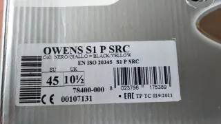 Zapatos seguridad Cofra Owens T.45 Negro/Amarillo