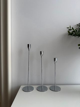 Conjunto 3 Candelabros Cromados Modernos