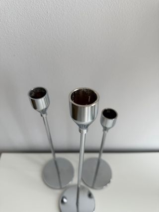 Conjunto 3 Candelabros Cromados Modernos