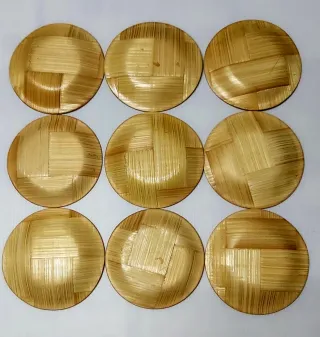 9 Platitos Bambú con diseños orientales