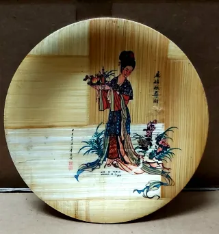 9 Platitos Bambú con diseños orientales