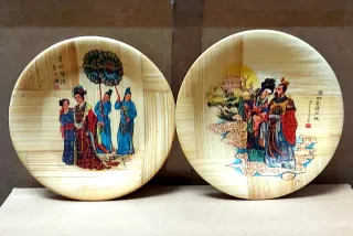 9 Platitos Bambú con diseños orientales