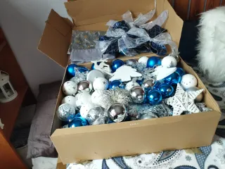 Lote adornos Navidad bolas y lazos