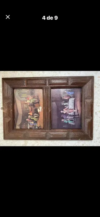 Cuadro de Epoca con marco de madera antiguo