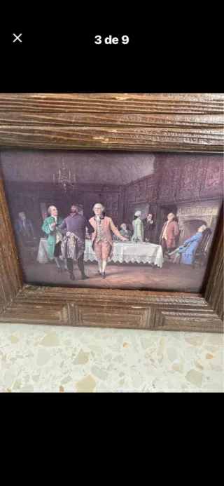 Cuadro de Epoca con marco de madera antiguo