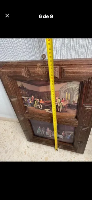 Cuadro de Epoca con marco de madera antiguo