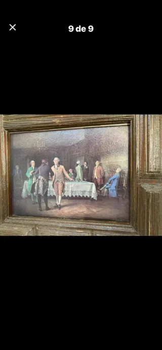 Cuadro de Epoca con marco de madera antiguo