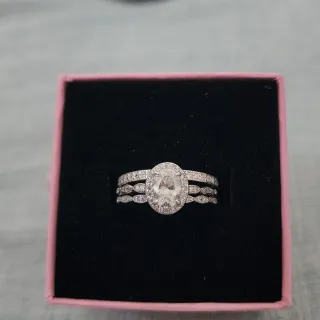 Anillo Plata Moissanita Ovalado