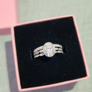 Anillo Plata Moissanita Ovalado