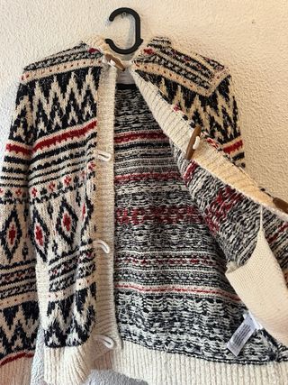 Chaqueta de punto con estampado étnico mujer