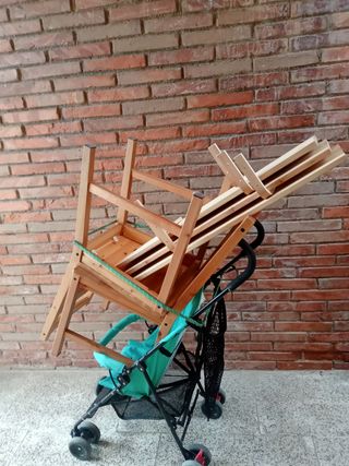 2 Sillas y 3 Estanterías Madera IKEA