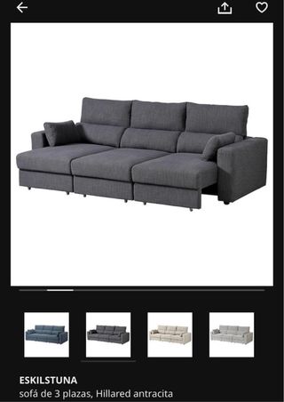 Sofá 3 plazas Hillared Antracita