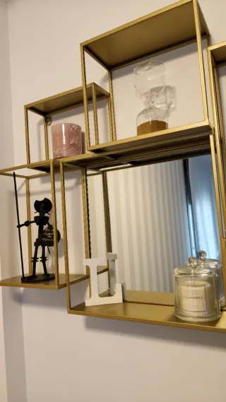 Estantería Dorada de diseño con Espejos