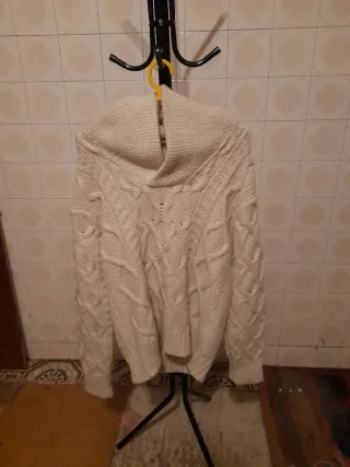 Jersey de lana trenzado blanco