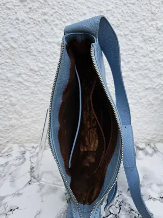 Bandolera CRINKLES cuero y cuero sintético azul cl