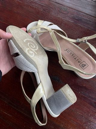 Sandalias Pitillos Beige Tacón Talla 39