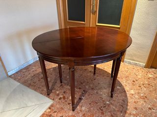 Mesa consola de madera y cristal