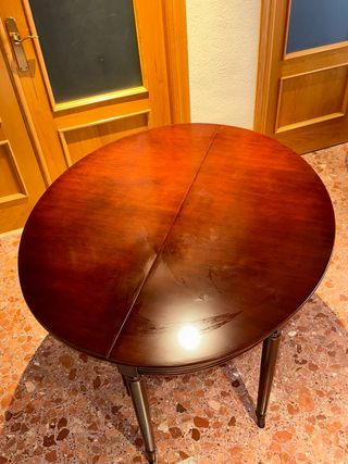 Mesa consola de madera y cristal