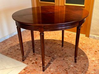 Mesa consola de madera y cristal