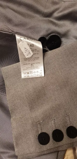 Traje Caroll gris perla