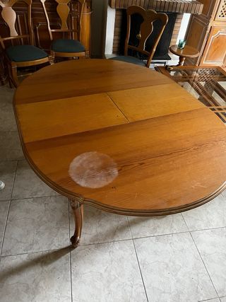 Mesa plegable de comedor ovalada de madera
