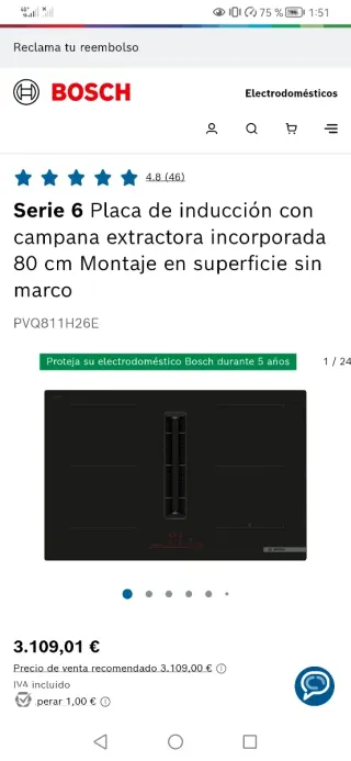 Placa Inducción Bosch Serie 6 con Extractor