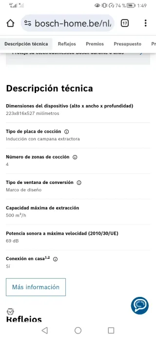 Placa Inducción Bosch Serie 6 con Extractor